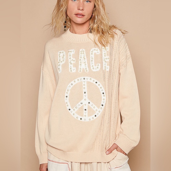 #052 3 Left! POL peace patch with pearl stud - Picture 3 of 5